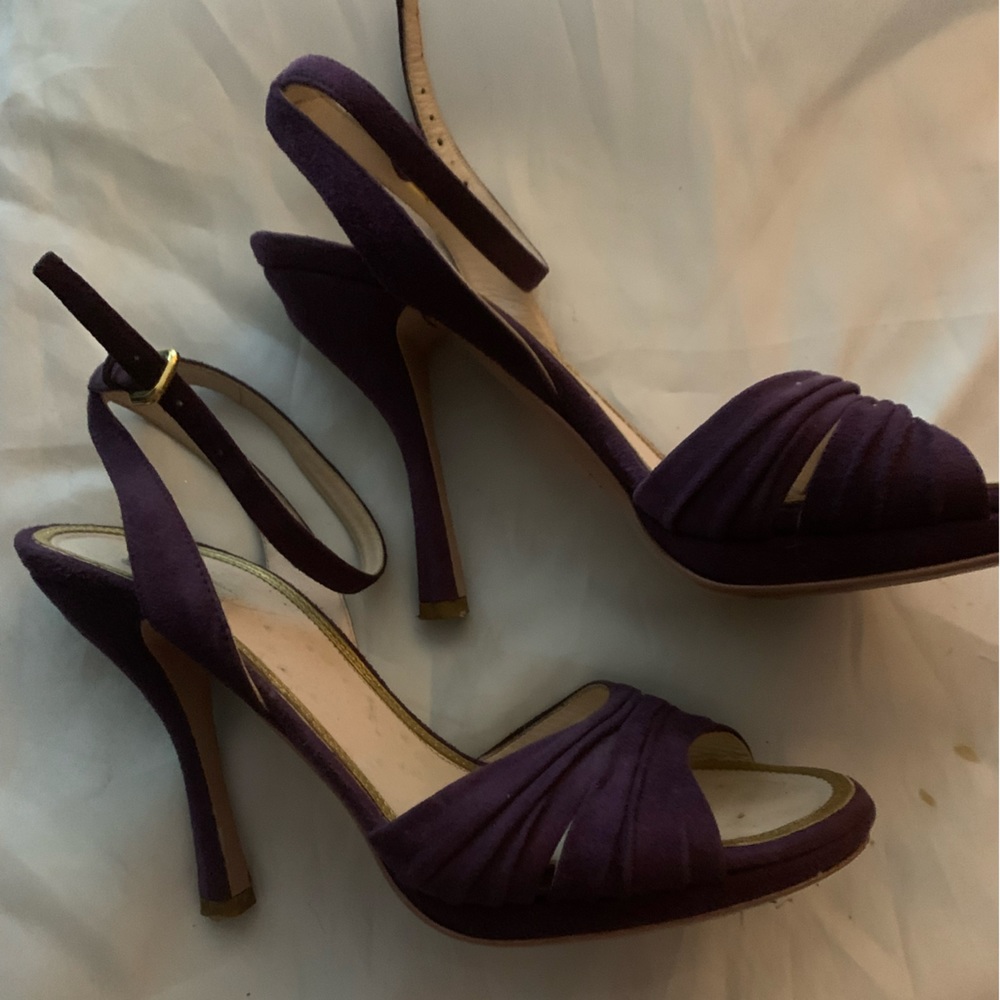 Prada Purple Suede Sling Back Heels Size 8.5